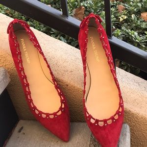Ivanka Trump red suede low heel shoes